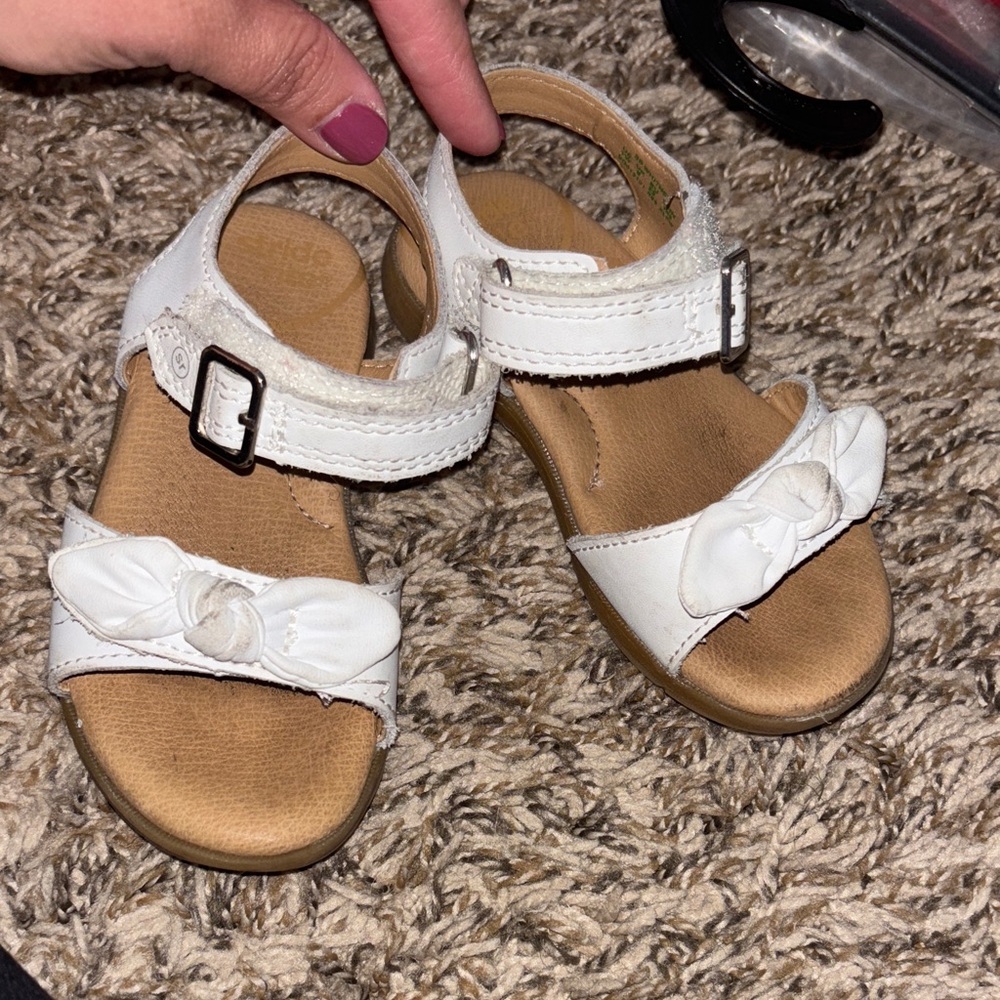 Stride Rite White Kids Sandals with Bow